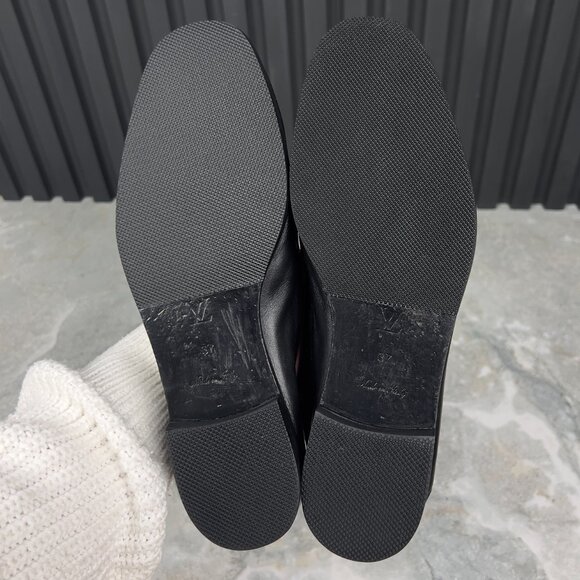 Louis Vuitton Gold V Chain Flat Loafers Black Leather 4 UK or 7 US or 37 EUR - Picture 9 of 12